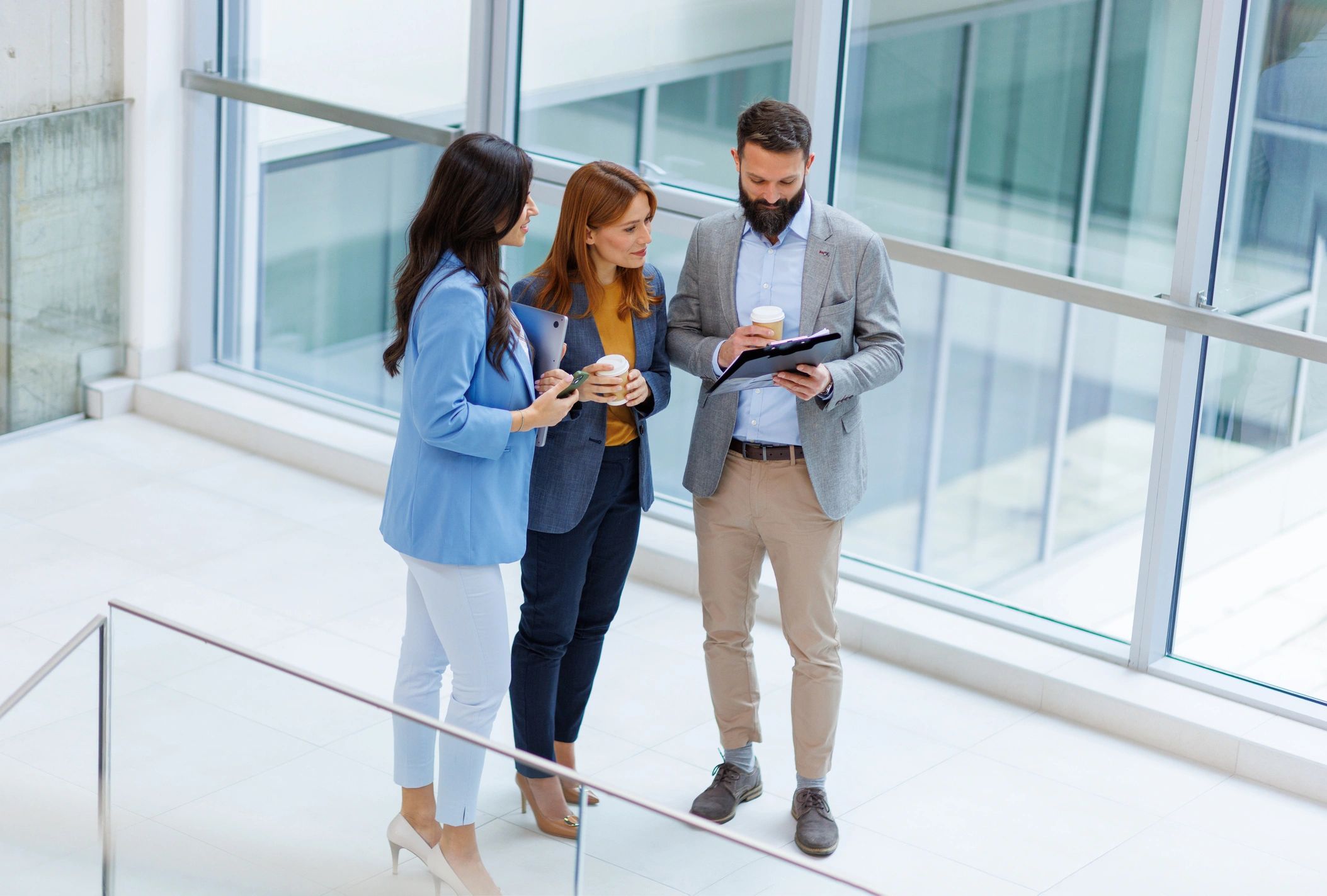 Legal team collaborating in a modern office